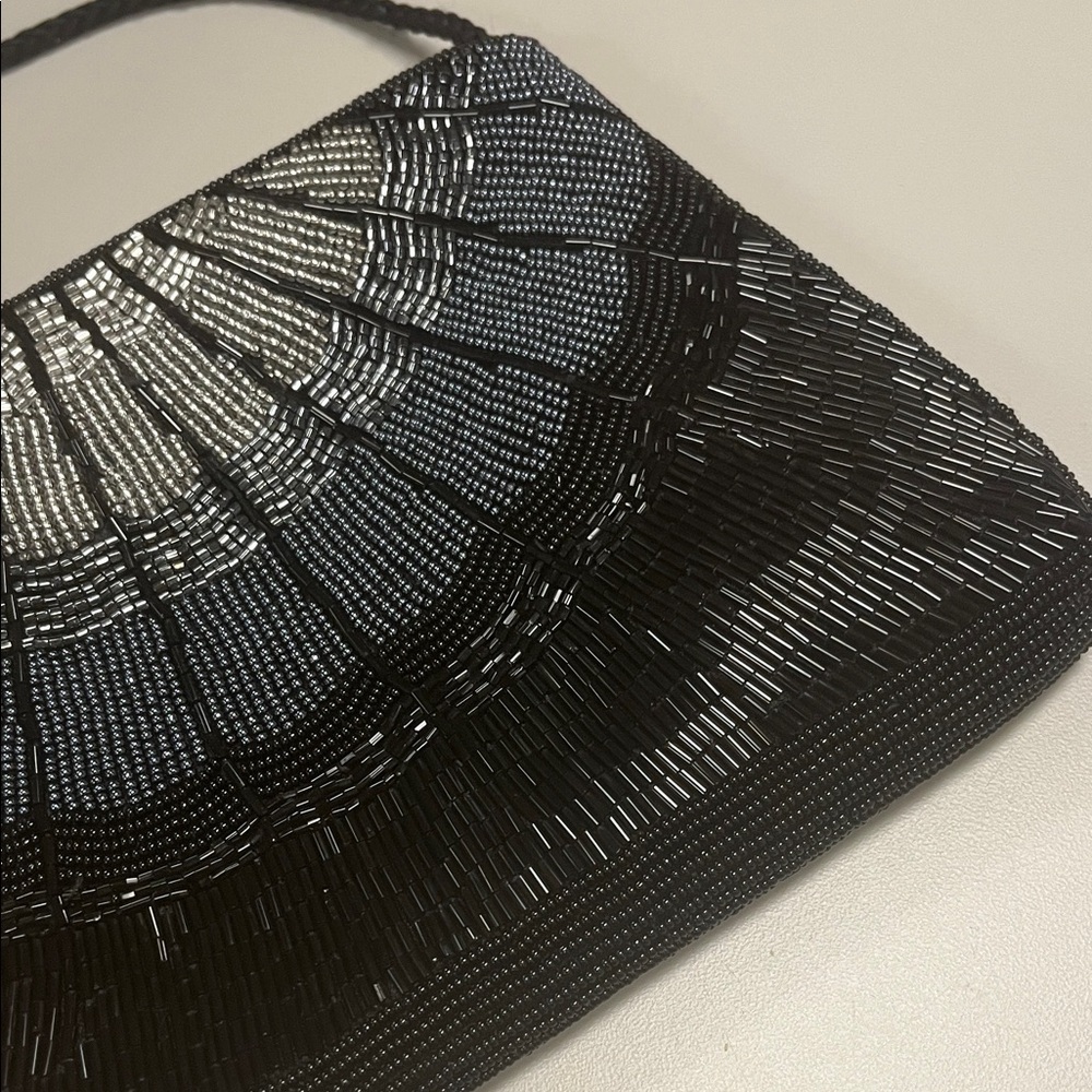 Source Unknown Black, Silver, Gray Beaded Clutch … - image 2
